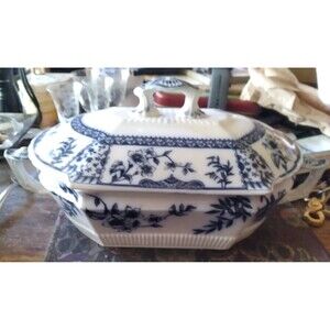 Ridgways Litchfield Blue Transfer Ware Tureen Stoke on Trent